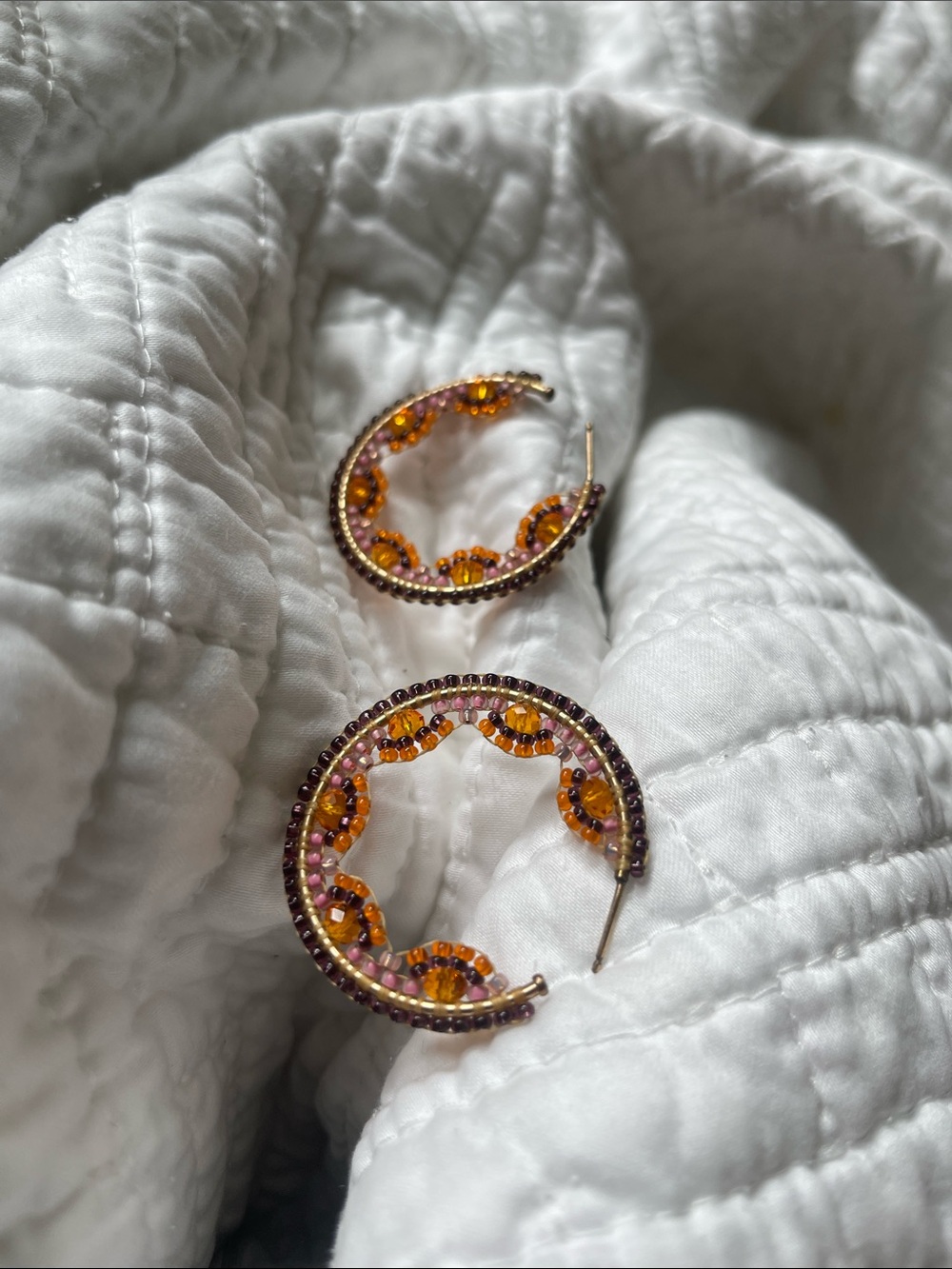 MERCEDES CASTILLO Gold-Tone Hoops with Orange and Pink Crystals